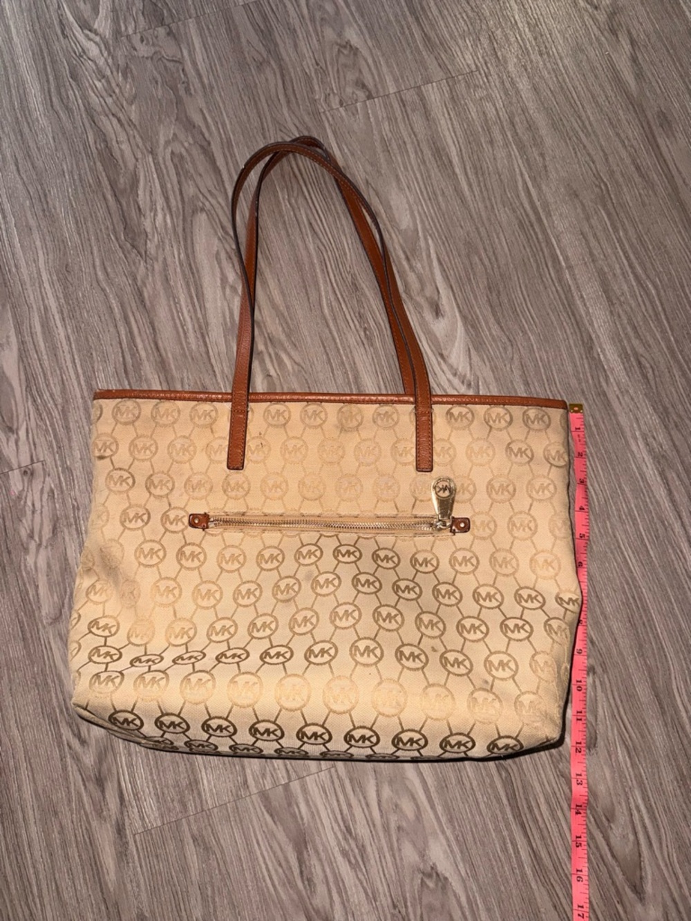 Michael Kors Tan Logo Canvas Tote with Brown Leather Handles - Picture 8 of 8